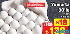 YUMURTA 30'LU M BOY 53-62 G fiyat ve kampanya bilgisi